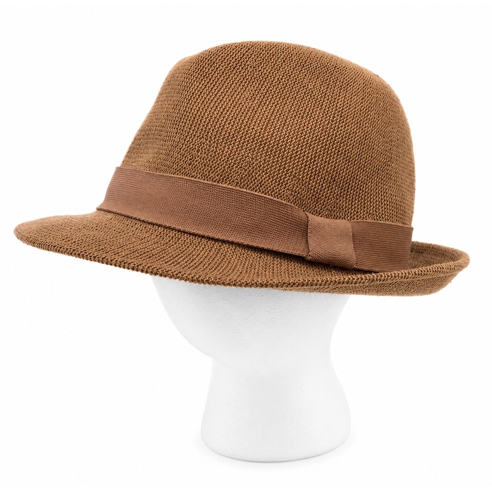 Vintage New York Hat Co. Mens Fedora One Size Fits Most Beige Lightweight Cotton